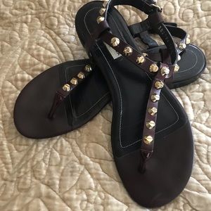Balenciaga Studded Leather T-strap Sandals